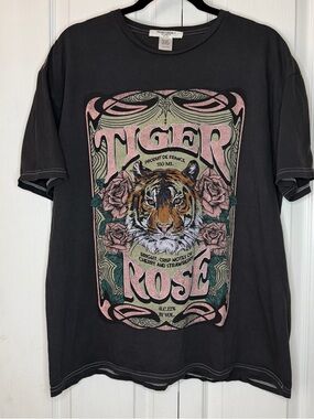Project Social T Tiger Rose Graphic Tee Vintage Wash One Size